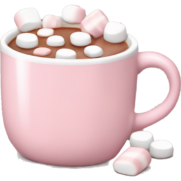 Light Pink mug of hot chocolate with marshmallows