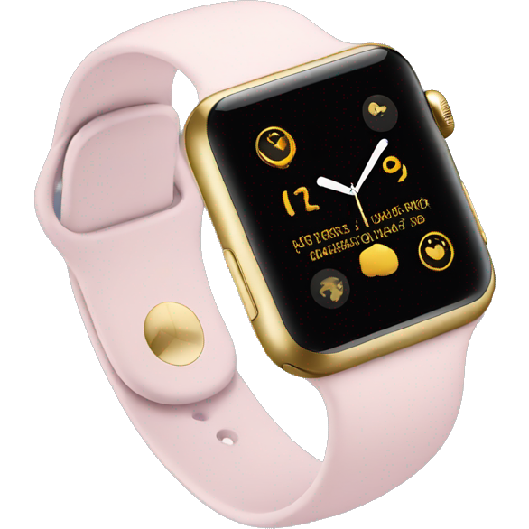 Gold Apple Watch with a light pink band on an angle