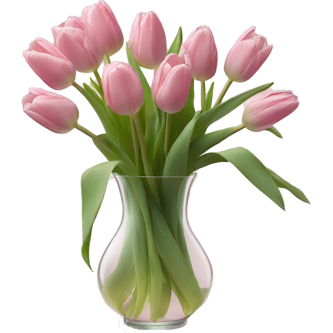 Pastel Pink tulips in glass vase