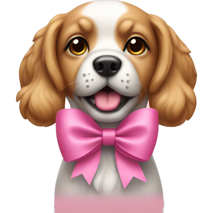 Dog with a pink bow