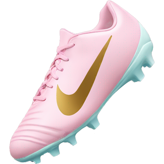 Light pink football shoes with gold nike marks
