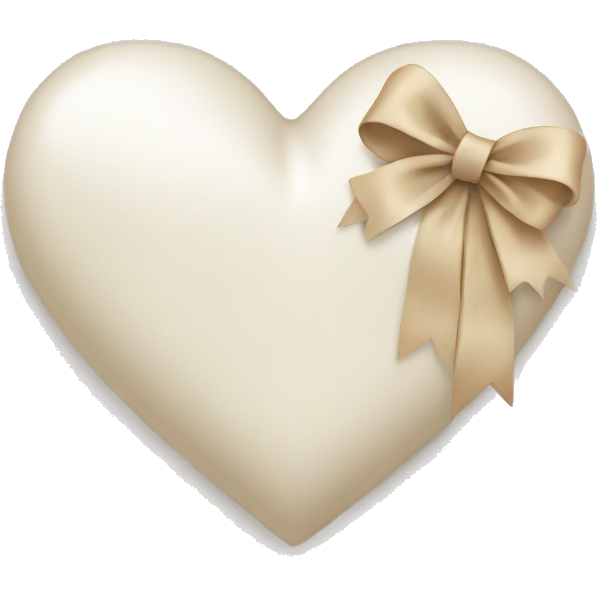 White heart with beige bow