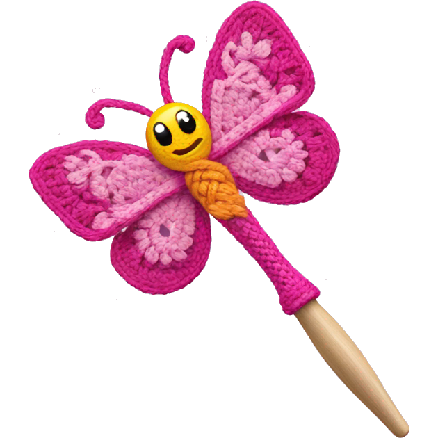 Mariposa hold pink crochet hook