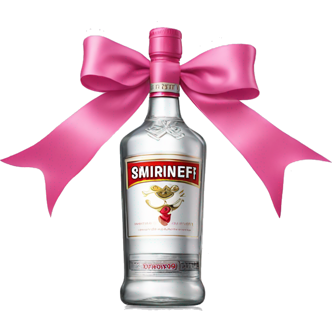 Smirnoff vodka bottle with small pink bow on it