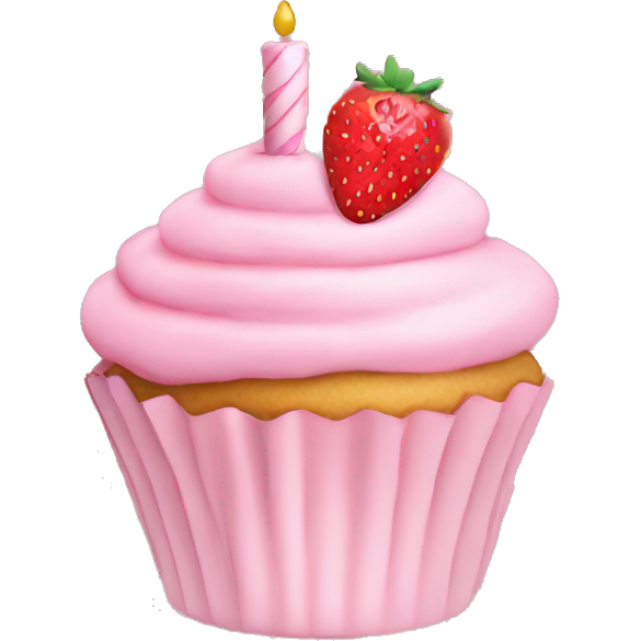 Birthday pastel pink strawberry capcake