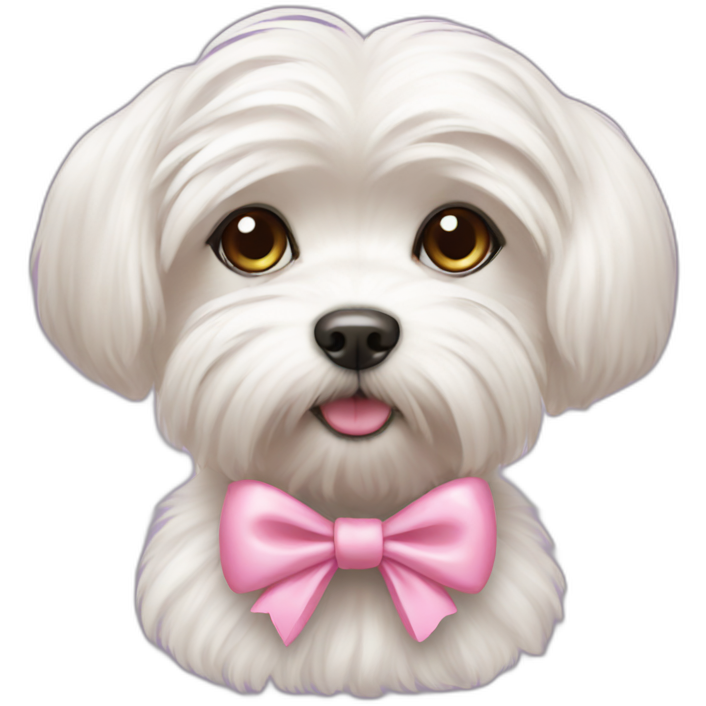 Maltese dog pink bow