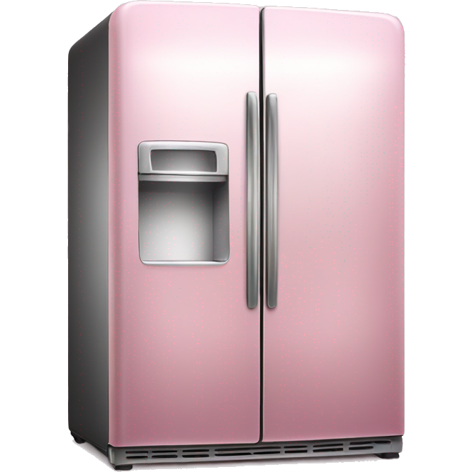 Realistic metallic light pink fridge isolated.