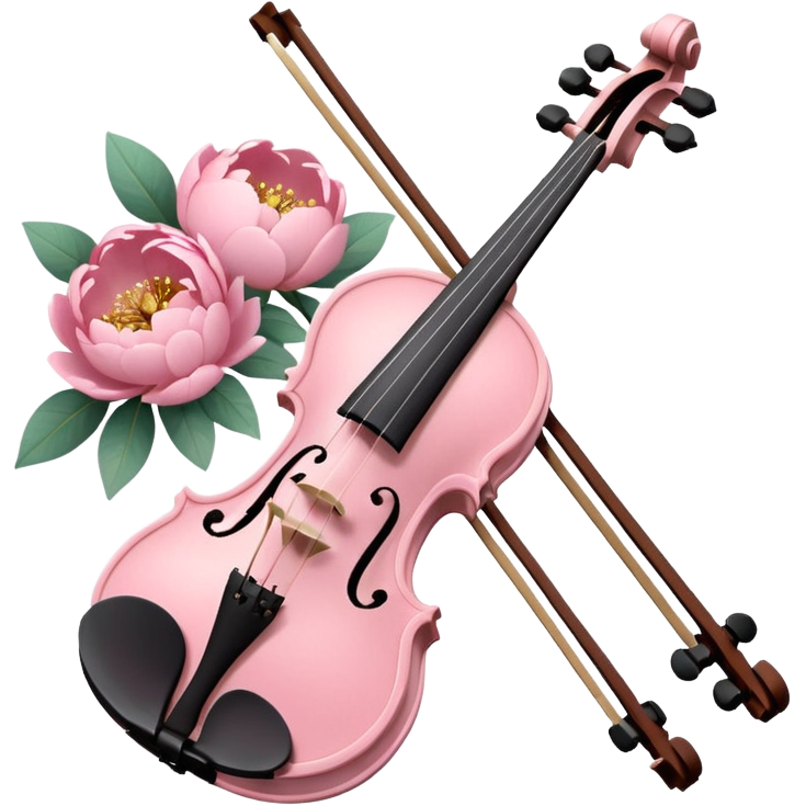Soft pastel pink violin with peonies and glitter