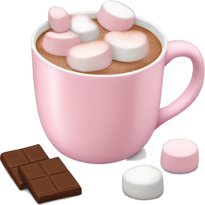 Light Pink mug of hot chocolate with marshmallows
