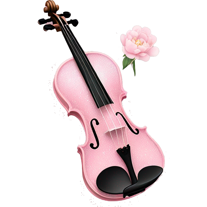 Soft pastel pink violin with peonies and glitter