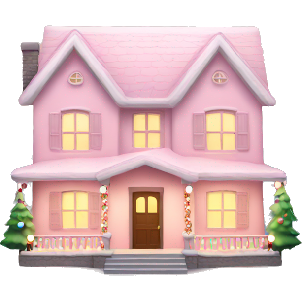 Light pink House with Christmas lights