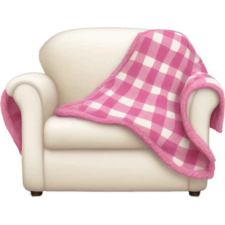 Pink plaid blanket on a cozy white couch