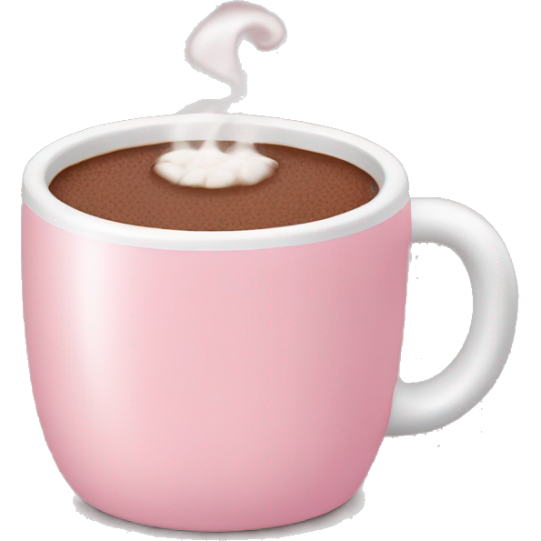 Soft pink mug with hot chocolate