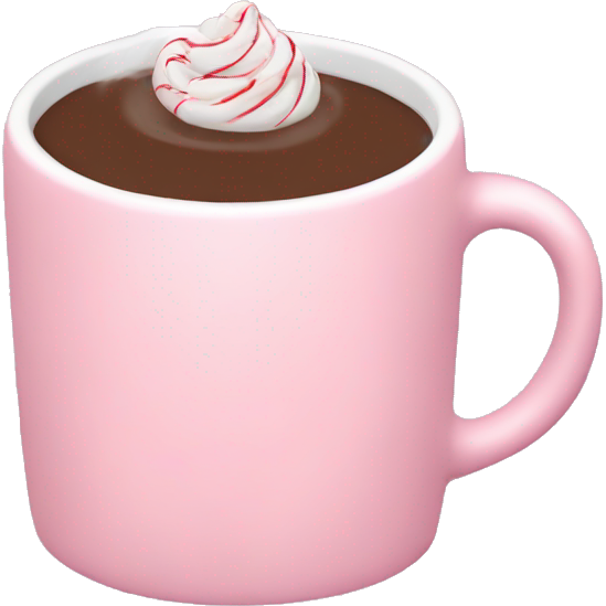 Light pink mug with no face with peppermint hot chocolate