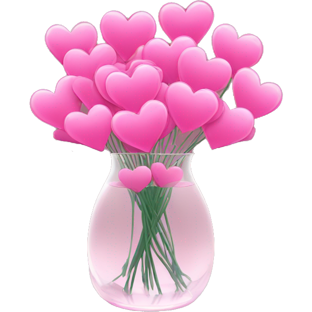 10000000 huge pink hearts on stems in a clear glass vase