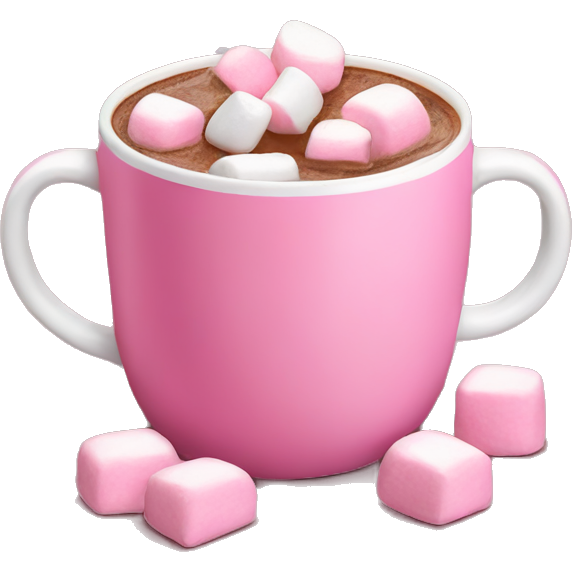 Hot chocolate in a pink mug with pink marshmallows