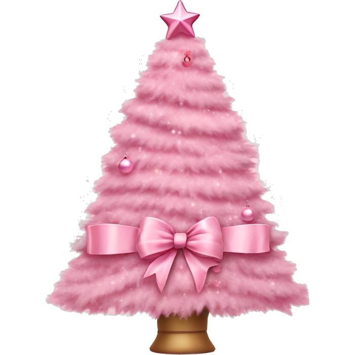 Pastel pink decorated pink christmas tree with a pink bow and ribbons