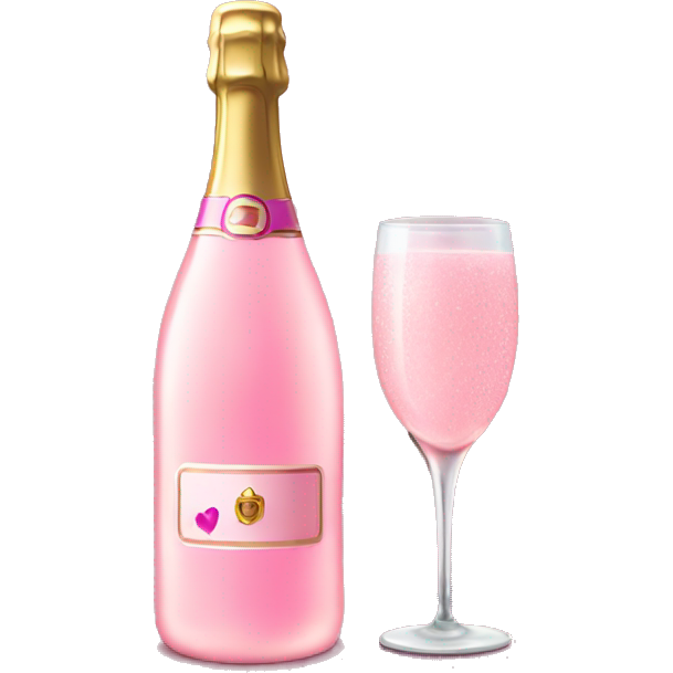 Pink champagne bottle with pink still glass