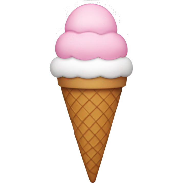 Pink, white, and brown ice cream cone
