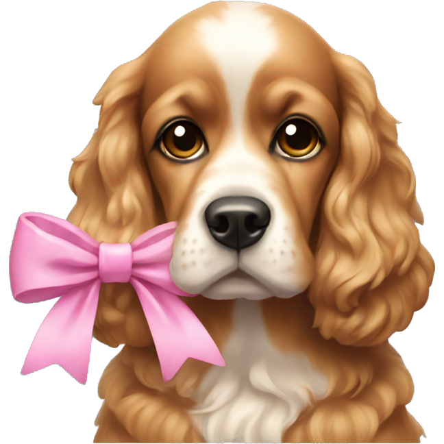 Cocker dog with pink bow