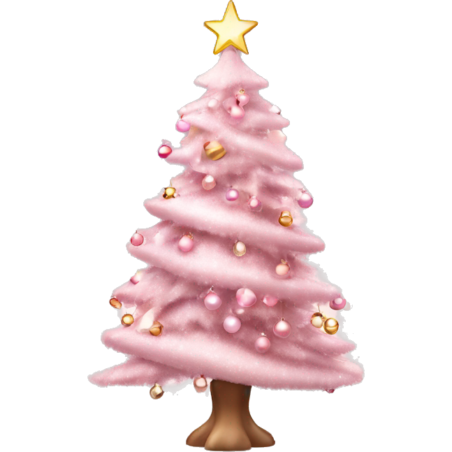 Pretty light pink Christmas tree with decorations