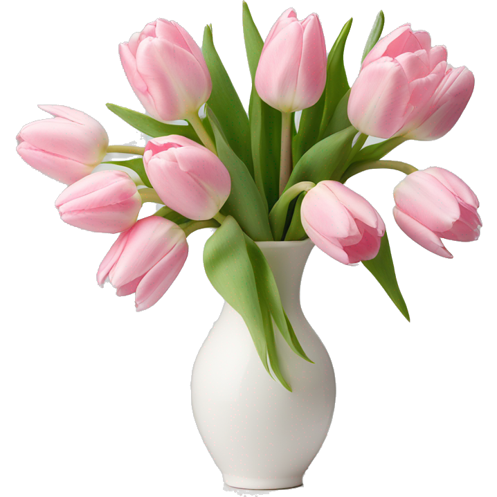 Light pink tulips in white vase in bow
