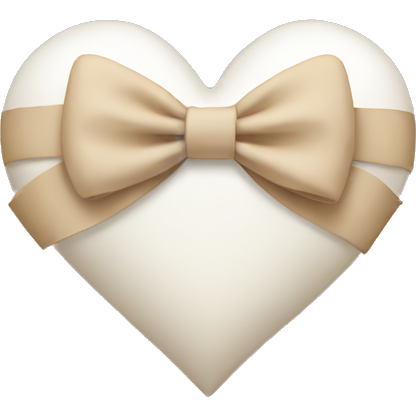 White heart with beige bow