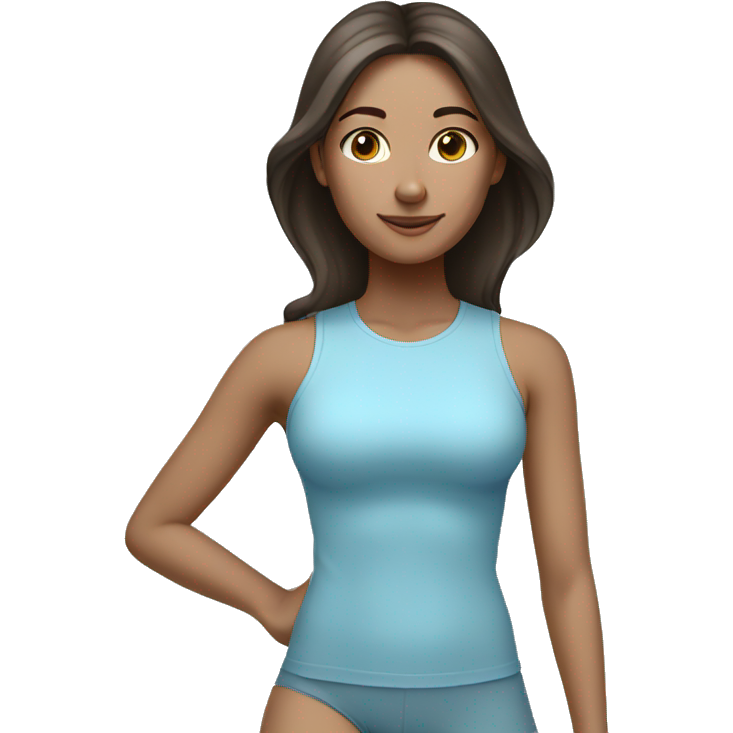 Brunette yoga girl light blue clothes