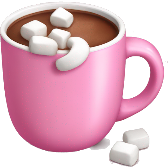 Hot chocolate with marshmallows in a pink mug