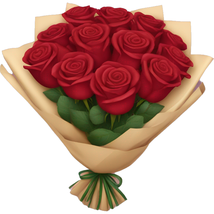 Bouquet of red roses in a burgundy package