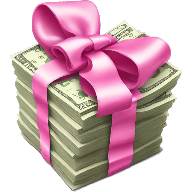 Stack of money with pink bow