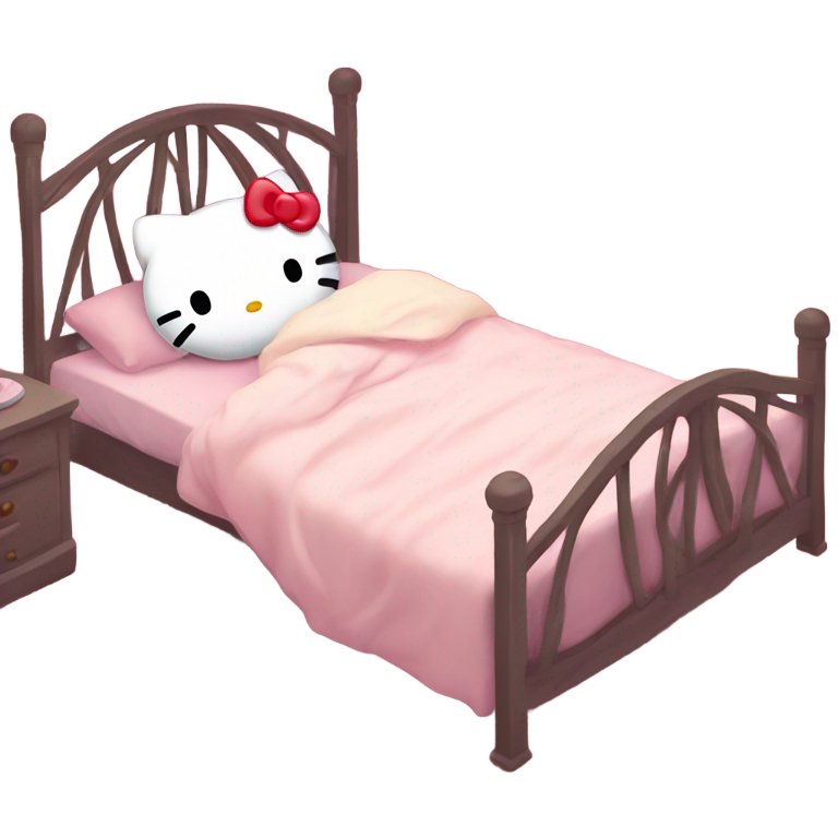 Hello Kitty is sleeping in bed but she is scared