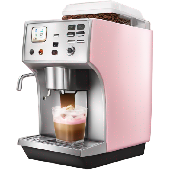 Light pink coffee machine and iced latte