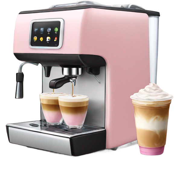 Light pink coffee machine and iced latte