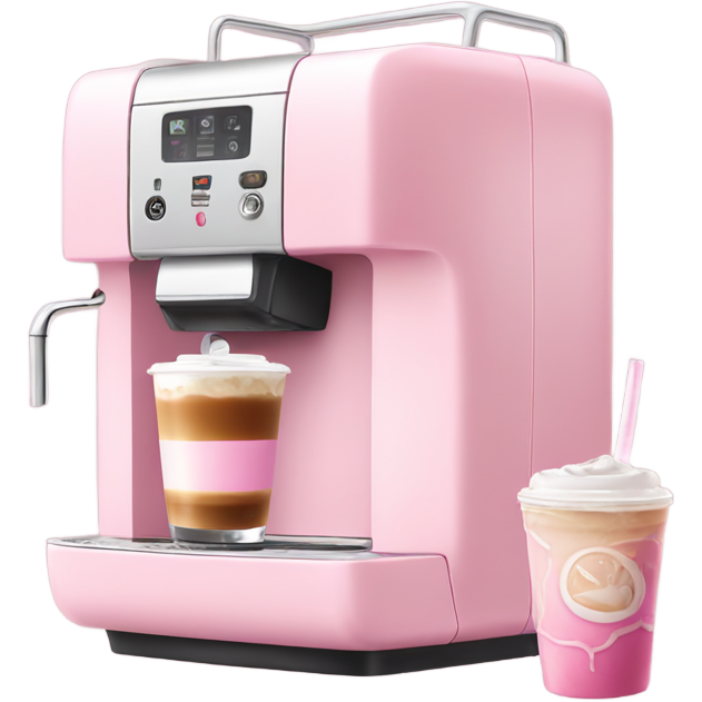 Light pink coffee machine and pink iced latte