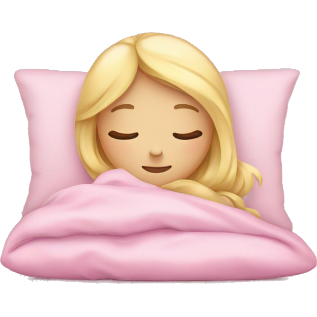 Blonde girl sleeping on pink pillows with pink blankets