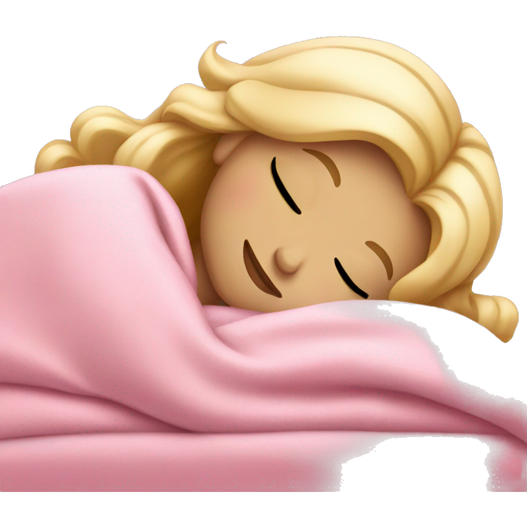 Blonde girl sleeping on side with pink blanket