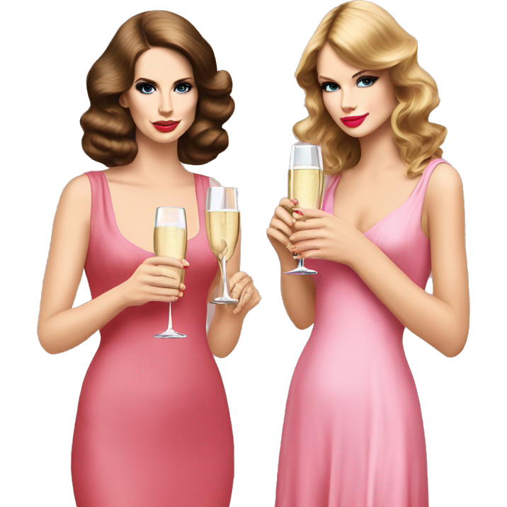Lana del Rey & Taylor Swift drinking champagne pink dress