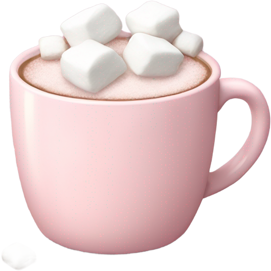 Light Pink mug of hot chocolate with marshmallows