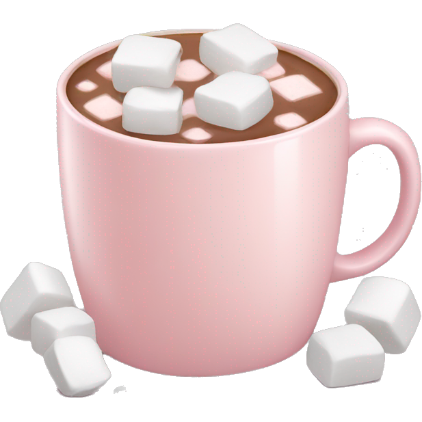 Light Pink mug of hot chocolate with marshmallows