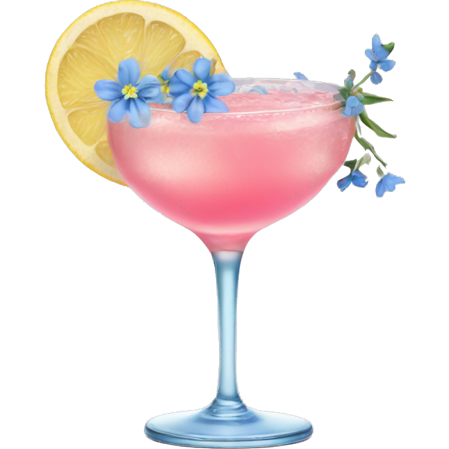 Pink lemon cocktail with blue small flowers