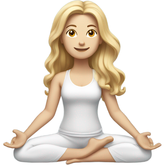 White woman, long hair, blonde hair, wavy hair, yoga pose