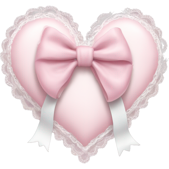 Rococo Pastel pink heart with white bow with lace and frills