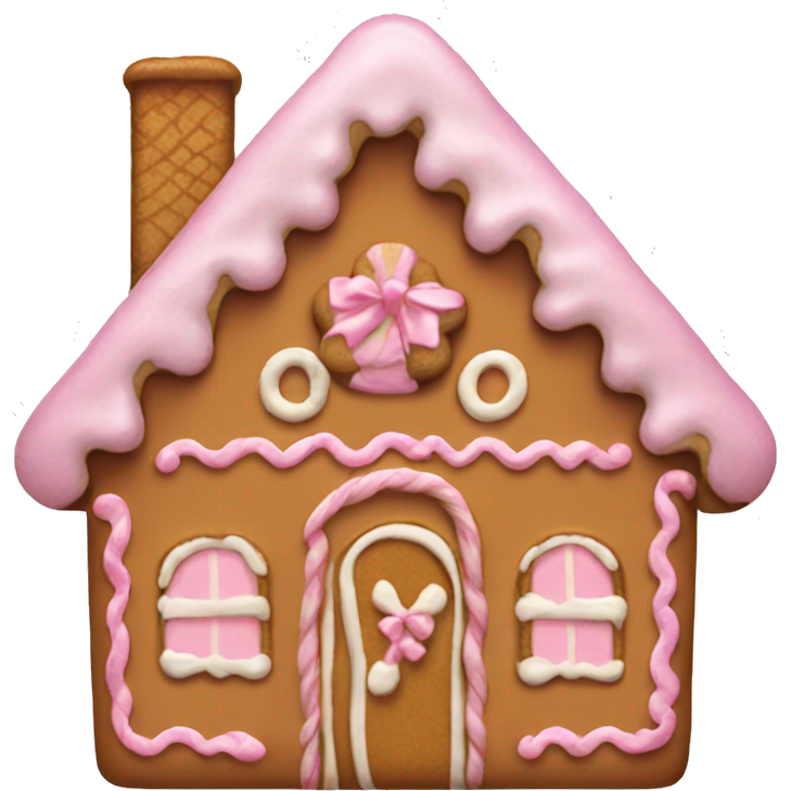 Gingerbread house with a pale pink bow