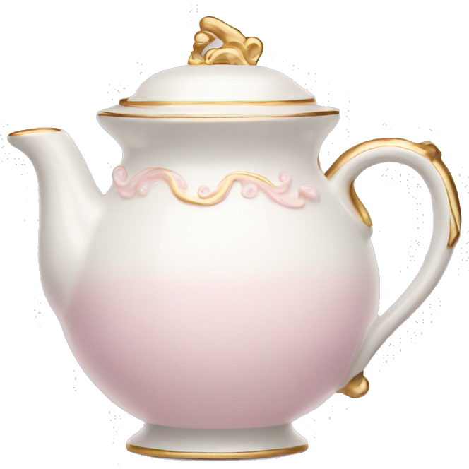 White porcelain tea pot with light pink and gold details