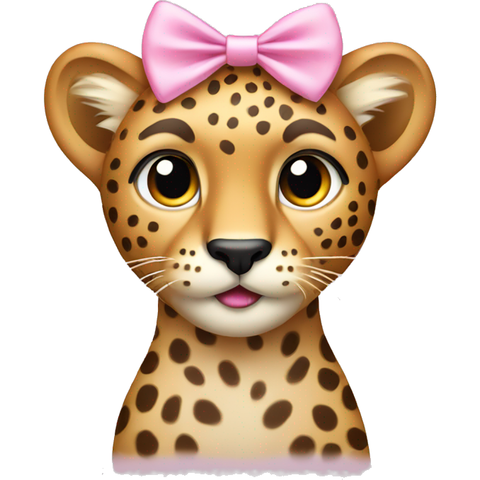Cheetah with a light pink bow on top