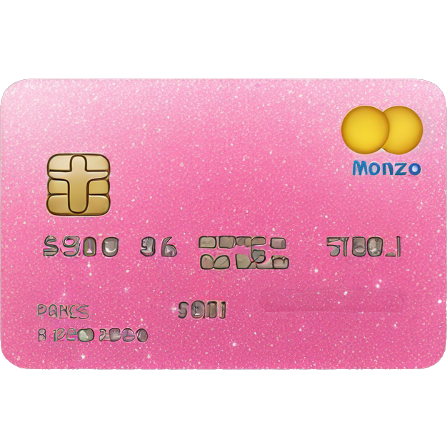 Pink sparkly monzo bank card