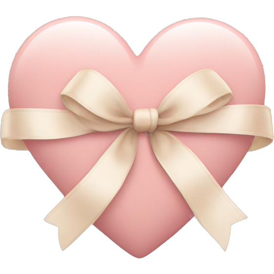 Baby pink heart with beige ribbon