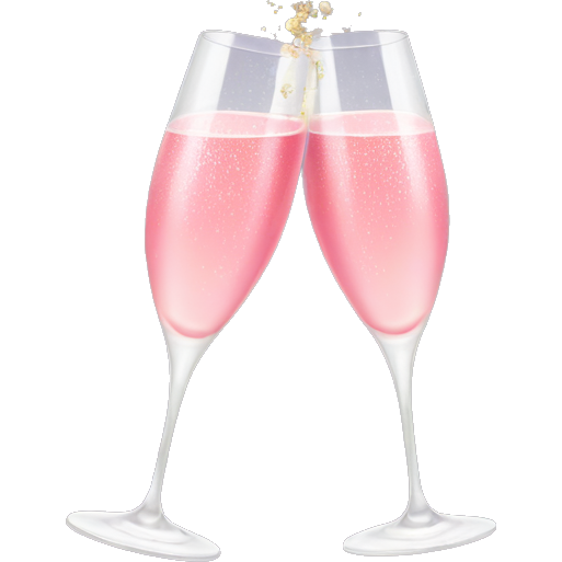 Champagne glasses with pink champagne giving cheers