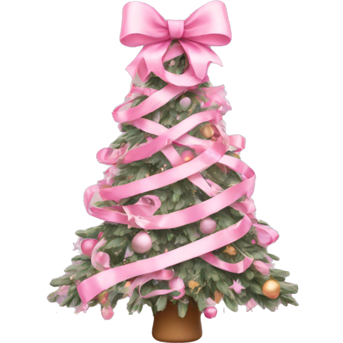 Pastel pink decorated christmas tree with a pink bow and ribbons